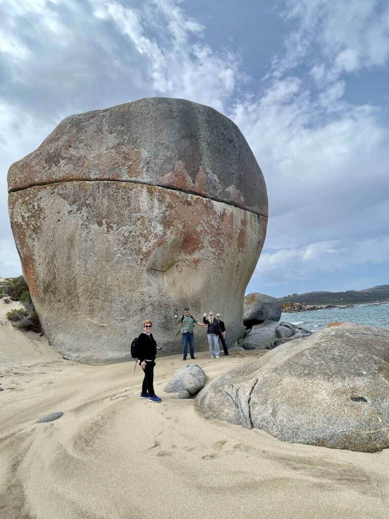 Castle Rock on Flinders Island with the author Photo Barb Ford