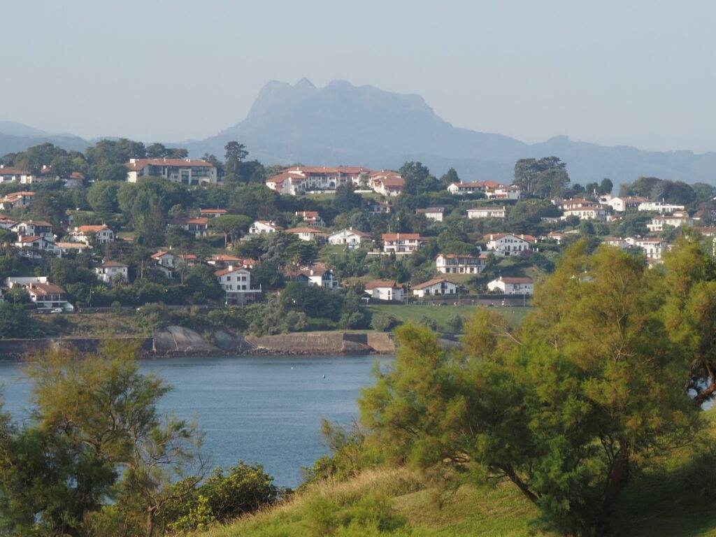 The Pyrenees dominate St Jean de Luc, France