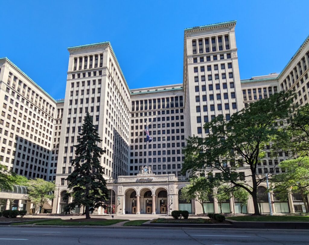 Former General Motors building, Detroit. Photo Marjie Courtis