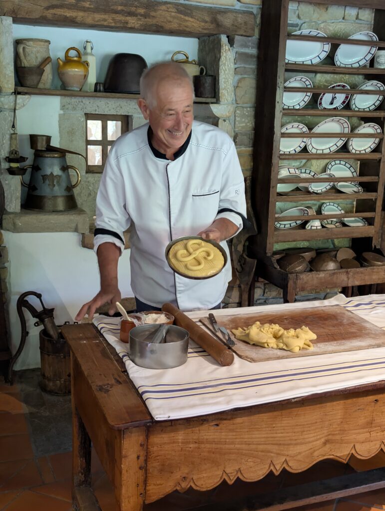 Baking a Basque gateau, with a Basque Cross