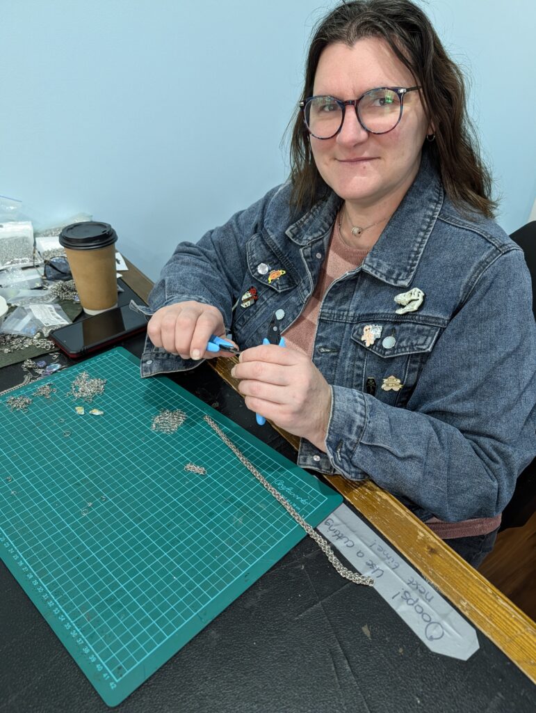 Melanie Reglie,. Chain Mail artist. Image Marjie Courtis